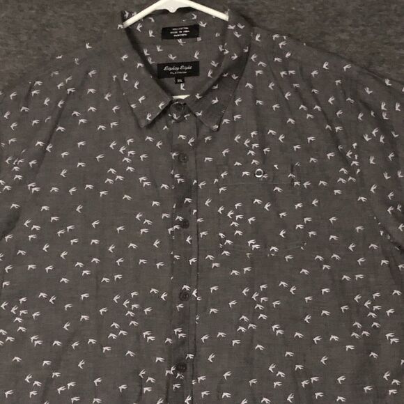 PLATINUM Shirt Men 2X Gray Doves EIGHTY EIGHT Button Up 100% Cotton Short Sleeve - Picture 1 of 8
